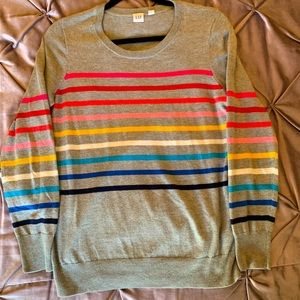Gap gray sweater with colorful stripes - medium